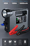 Hepu Hp-M01 Jump Starter 5 İn 1 16000mAh Akü Takviye Cihazı Lastik Şişirme Kompresör Lamba Powerbank Çanta