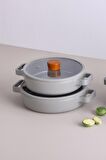 Neoflam FİKA CAM KAPAKLI ALÜMİNYUM 2'Lİ SAHAN SET 20 - 22CM GRİ