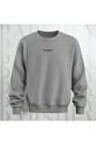 New York Şehir Temalı Sırt Baskılı Oversize Bisiklet Yaka Sweatshirt 3 İplik Şardonlu