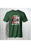 Erkek - Kadın %100 Pamuk New York City Parshey Baskılı Yarım Kollu Bisiklet Yaka T-Shirt