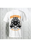 Gym Tiger Sırt Baskılı Bisiklet Yaka %100 Pamuk Oversize T-Shirt Unisex Yarım Kollu