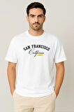 Erkek - Kadın %100 Pamuk San Francisco Baskılı Yarım Kollu Bisiklet Yaka T-Shirt