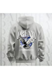 Dream Kanatlı Kuş Sırt Baskılı Kapüşonlu Oversize Sweatshirt Hoodie Kalın Kumaş 3 İplik Şardonlu