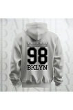 98 Brooklyn Baskılı Kapüşonlu Sweatshirt Hoodie Yünlü Kalın Kumaş 3 İplik Şardonlu