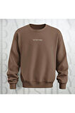 Unisex Rich Energy Yazı Baskılı Bisiklet Yaka Sweatshirt 3 İplik Şardonlu Oversize Kalıp