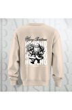 Merry Christmas Noel Baba Sırt Baskılı 3 İplik Şardonlu Oversize Bisiklet Yaka Sweatshirt