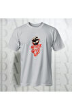 Erkek - Kadın Never Give Up Baskılı Unisex Yarım Kollu Bisiklet Yaka %100 Pamuk Oversize T-shirt