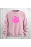 Stay Groovy Göğüs Baskılı Kalın Kumaş 3 İplik Şardonlu Oversize Unisex Bisiklet Yaka Sweatshirt