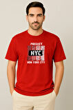 Erkek - Kadın %100 Pamuk New York City Parshey Baskılı Yarım Kollu Bisiklet Yaka T-Shirt