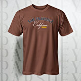 Erkek - Kadın %100 Pamuk San Francisco Baskılı Yarım Kollu Bisiklet Yaka T-Shirt