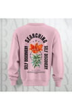 Self Discovery Çiçek Baskılı Kalın Kumaş 3 İplik Şardonlu Oversize Unisex Bisiklet Yaka Sweatshirt