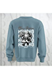 Merry Christmas Noel Baba Sırt Baskılı 3 İplik Şardonlu Oversize Bisiklet Yaka Sweatshirt