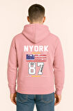 NYORK 87 Baskılı Oversize Hoodie – Amerikan Bayraklı Brooklyn New York City Kapüşonlu Sweatshirt