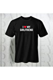 Erkek - Kadın T-Shirt Oversize  Unisex I Love My Girlfriend Yarım Kollu Bisiklet Yaka %100 Pamuk