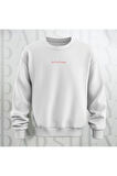 Unisex Rich Energy Yazı Baskılı Bisiklet Yaka Sweatshirt 3 İplik Şardonlu Oversize Kalıp