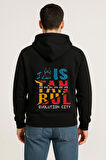 I Love İstanbul Evolution City Baskılı Oversize Hoodie – Unisex Kapüşonlu Sweatshirt