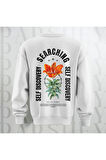 Self Discovery Çiçek Baskılı Kalın Kumaş 3 İplik Şardonlu Oversize Unisex Bisiklet Yaka Sweatshirt