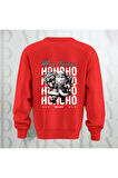 Merry Christmas Noel Baba Sırt Baskılı 3 İplik Şardonlu Oversize Bisiklet Yaka Sweatshirt
