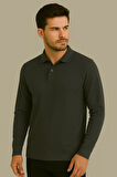Regular Fit %100 Pamuk Polo Yaka Uzun Kollu Basic T-Shirt