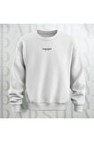 New York Şehir Temalı Sırt Baskılı Oversize Bisiklet Yaka Sweatshirt 3 İplik Şardonlu