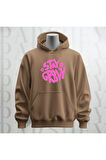 Stay Groovy Göğüs Baskılı Kapüşonlu Unisex Sweatshirt Hoodie Kalın Kumaş 3 İplik Şardonlu