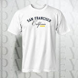 Erkek - Kadın %100 Pamuk San Francisco Baskılı Yarım Kollu Bisiklet Yaka T-Shirt