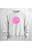 Stay Groovy Göğüs Baskılı Kalın Kumaş 3 İplik Şardonlu Oversize Unisex Bisiklet Yaka Sweatshirt
