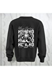 Merry Christmas Noel Baba Sırt Baskılı 3 İplik Şardonlu Oversize Bisiklet Yaka Sweatshirt