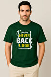 Erkek - Kadın %100 Pamuk Never Look Back Baskılı Yarım Kollu Bisiklet Yaka T-Shirt