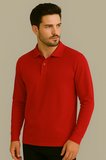 Regular Fit %100 Pamuk Polo Yaka Uzun Kollu Basic T-Shirt