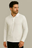 Regular Fit %100 Pamuk Polo Yaka Uzun Kollu Basic T-Shirt