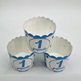 1 Yaş Temalı Mavi Cupcake (Muffin) Kabı (25 adet)