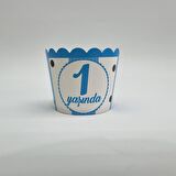 1 Yaş Temalı Mavi Cupcake (Muffin) Kabı (25 adet)
