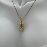 Çelik Gold Balık Kolye  - Gold
