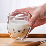 Sevimli Kedi Çidarlı Cam Bardak
