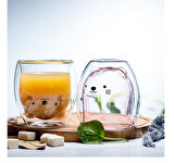 Sevimli Kedi Çidarlı Cam Bardak