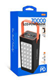 70.000mAh 22.5W Siyah LCD 1xMicro 2xTyp-C 4xUsb Port Taşınabilir Şarj Cihazı Powerbank PW-52