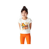 Kız Çocuk T-Shirt Baskılı Ideally Ekru - Turuncu / Ekru - Mavi Seçenekli