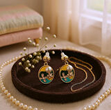 Çiçek Motifli İncili Küpe