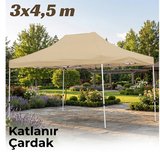 Missidea 3x4,5 Katlanır Çardak Krem Polyester Çelik Suya Dayanıklı Bahçe Tentesi