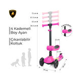 Lisanslı L5 2in1 Katlanabilir Oturaklı Işıklı 3 Tekerlekli Çocuk Scooter Mavi