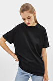 Siyah Basic Oversize Bisiklet Yaka Kısa Kollu T-shirt