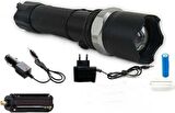 Profesyonel Şarjlı El Feneri Ledli+Flashlight+Zoom Özellikli+Tüfek Aparatı 6 Parça Full Set