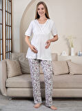 Limissi Kadın Hamile Pijama Takımı M-XXL Beyaz