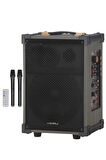 Hepu Hp-977 Partybox Bluetooth Hoparlör 12 Woofer 50W Güç 2 Kablosuz Mikrofon Kumanda