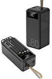 80.000mAh 22.5W Siyah LCD 1xMicro 2xTyp-C 4xUsb Port Taşınabilir Şarj Cihazı Powerbank PW-94