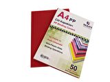MAPİ A4 PP OPAK KAPAK (KUM DESEN) 550 MİC. KIRMIZI   50 Lİ
