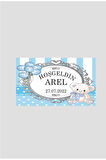 Hoşgeldin Bebek Yapışkanlı Sticker Etiket (Erkek için) 5x4 Cm 56 Adet