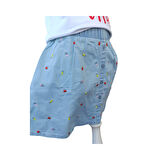 Kız Çocuk Baskılı Beyaz T-Shirt Nakış Baskılı Mavi Etek İkili Takım