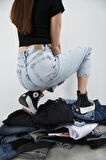 Kadın Snow Kot Rengi Carrot Fit Rahat Kalıp Yüksek Bel Denim